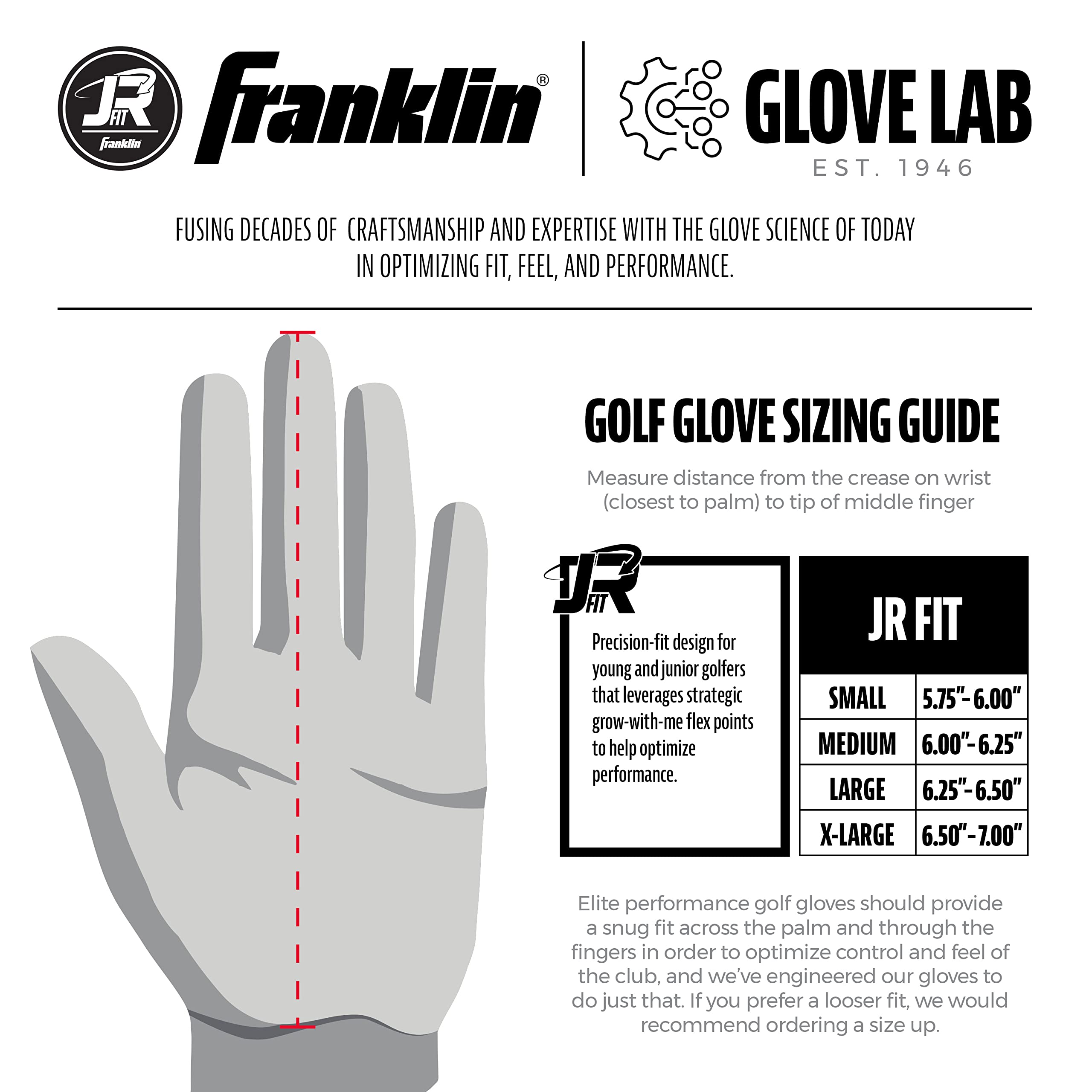 Foto 7 pulgar | Guante De Golf Franklin Sports Premium Leather Junior Para Mano Izquierda - Venta Internacional.