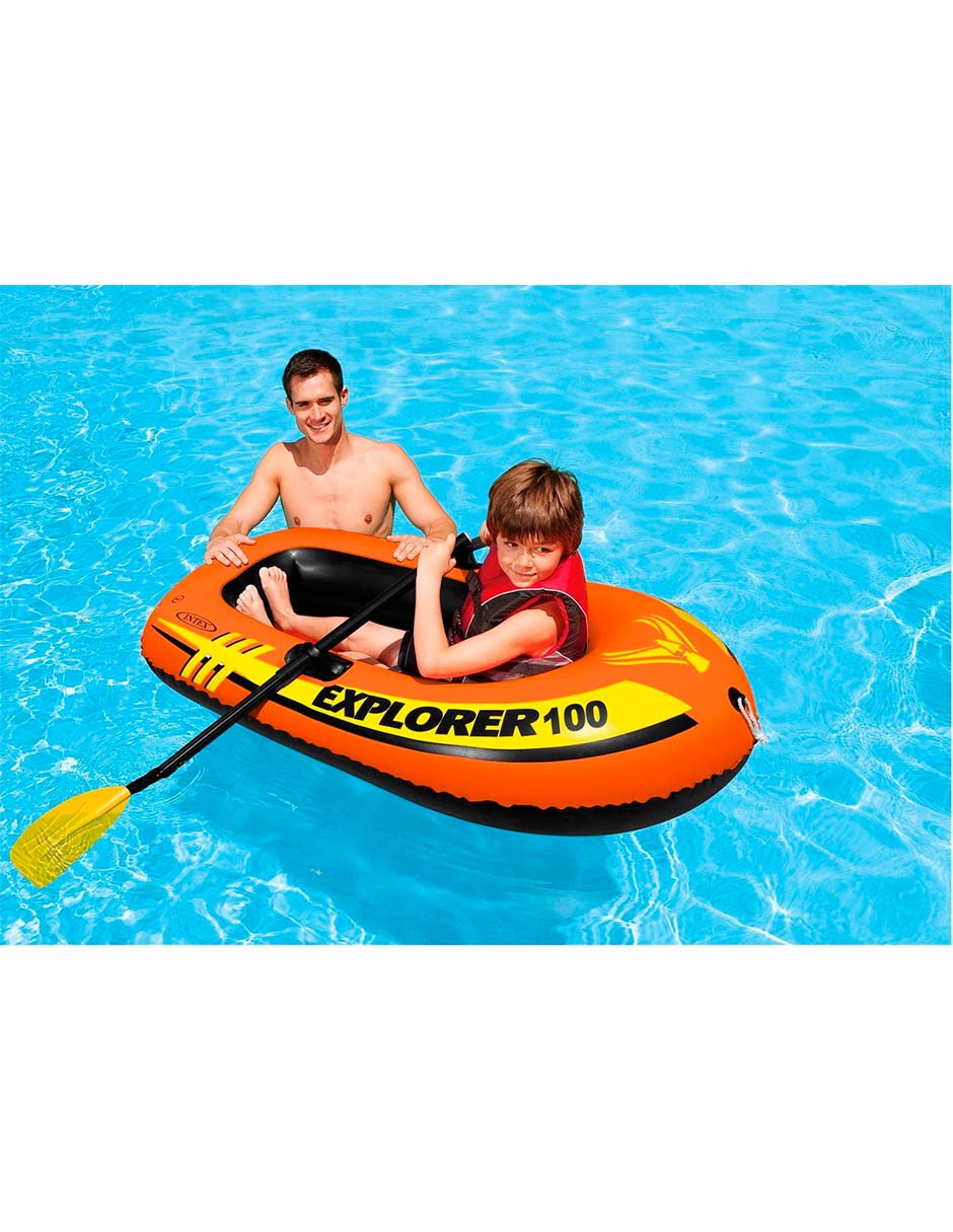 Foto 3 pulgar | Lancha inflable INTEX Explorer 100 Set color Naranja