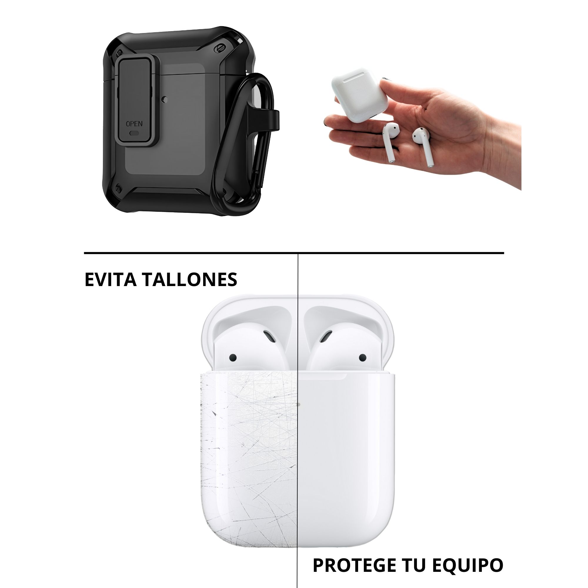 Foto 2 | Estuche Protector Ecomlab Para Airpods 1/2 Gen Negro