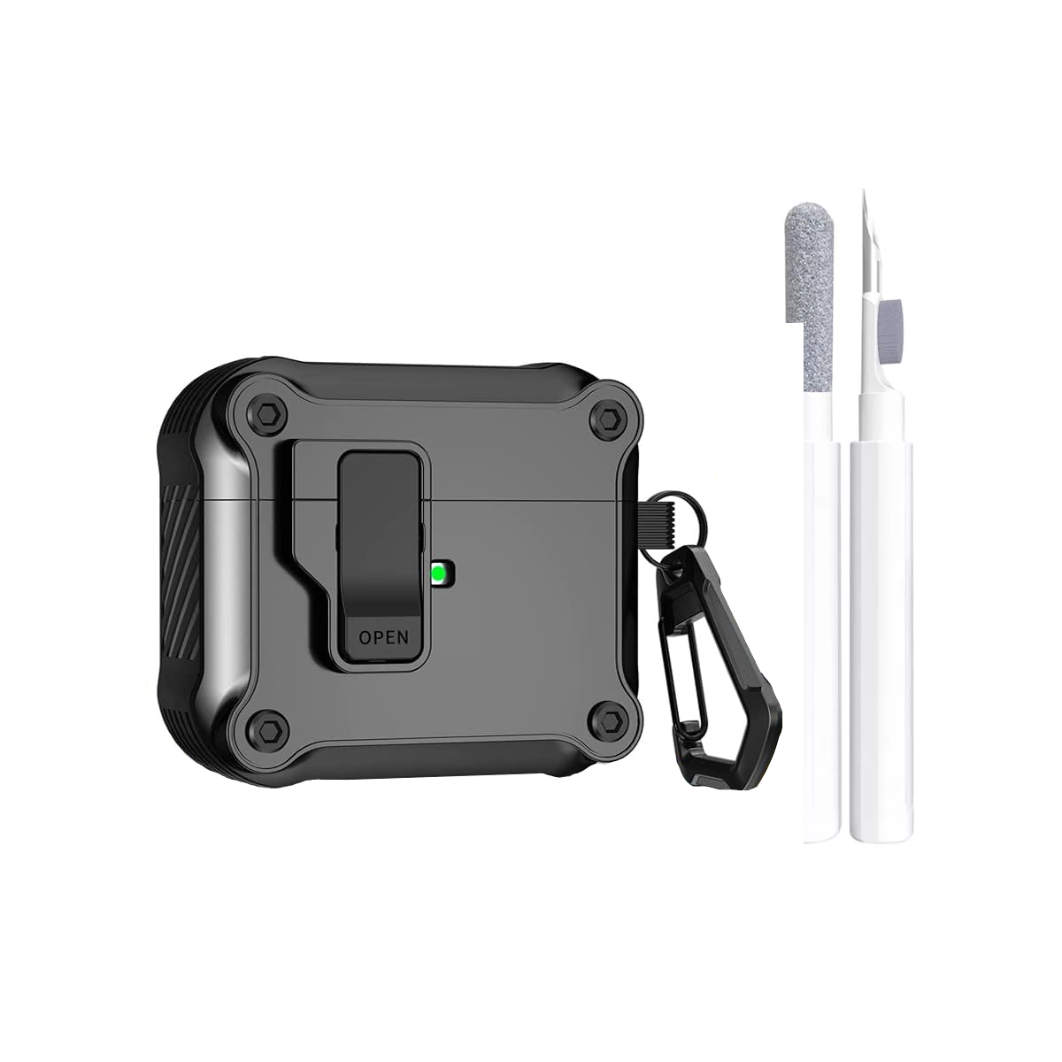 Funda Cierre Seguridad Para Airpods 4 Y Bolígrafo Limpiador Eo Safe Imports Esi-16108 Negro