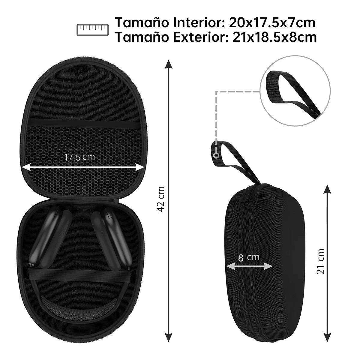 Foto 4 pulgar | Estuche Funda Para Audífonos De Diadema Eo Safe Imports Esi-16104 Negro