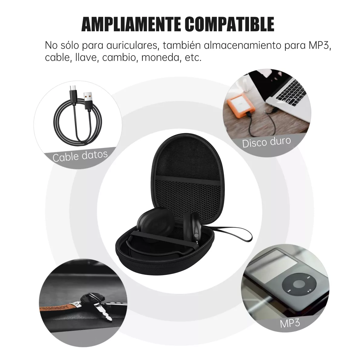 Foto 5 pulgar | Estuche Funda Para Audífonos De Diadema Eo Safe Imports Esi-16104 Negro