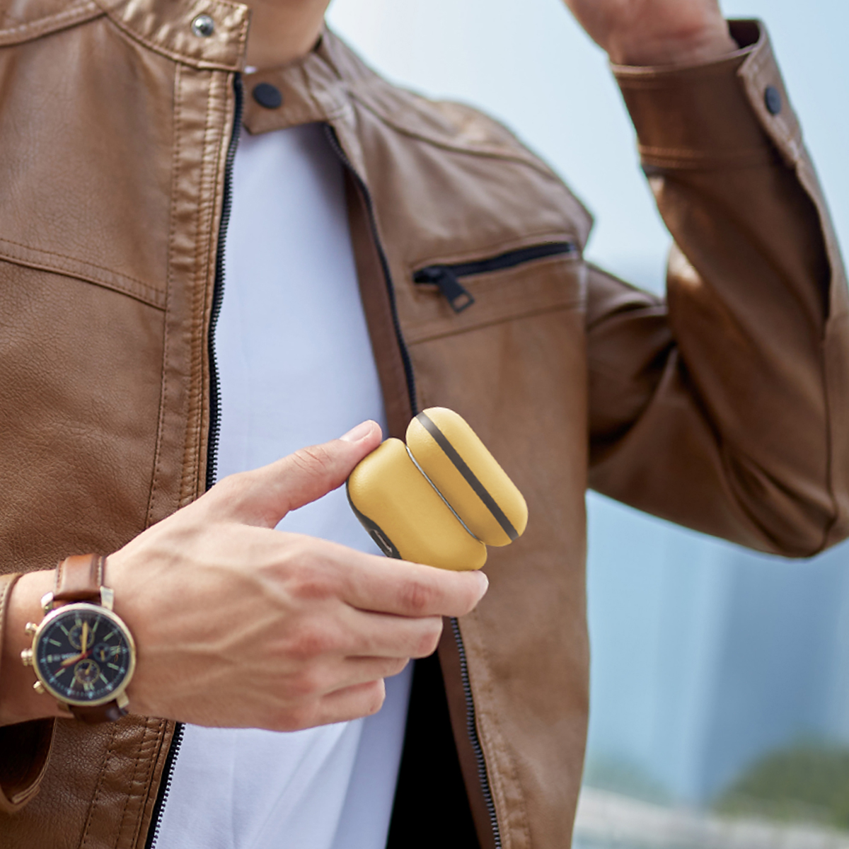 Foto 4 pulgar | Funda UNIQ Lyden Duo para AirPods Pro 2a Generación Bicolor con Correa