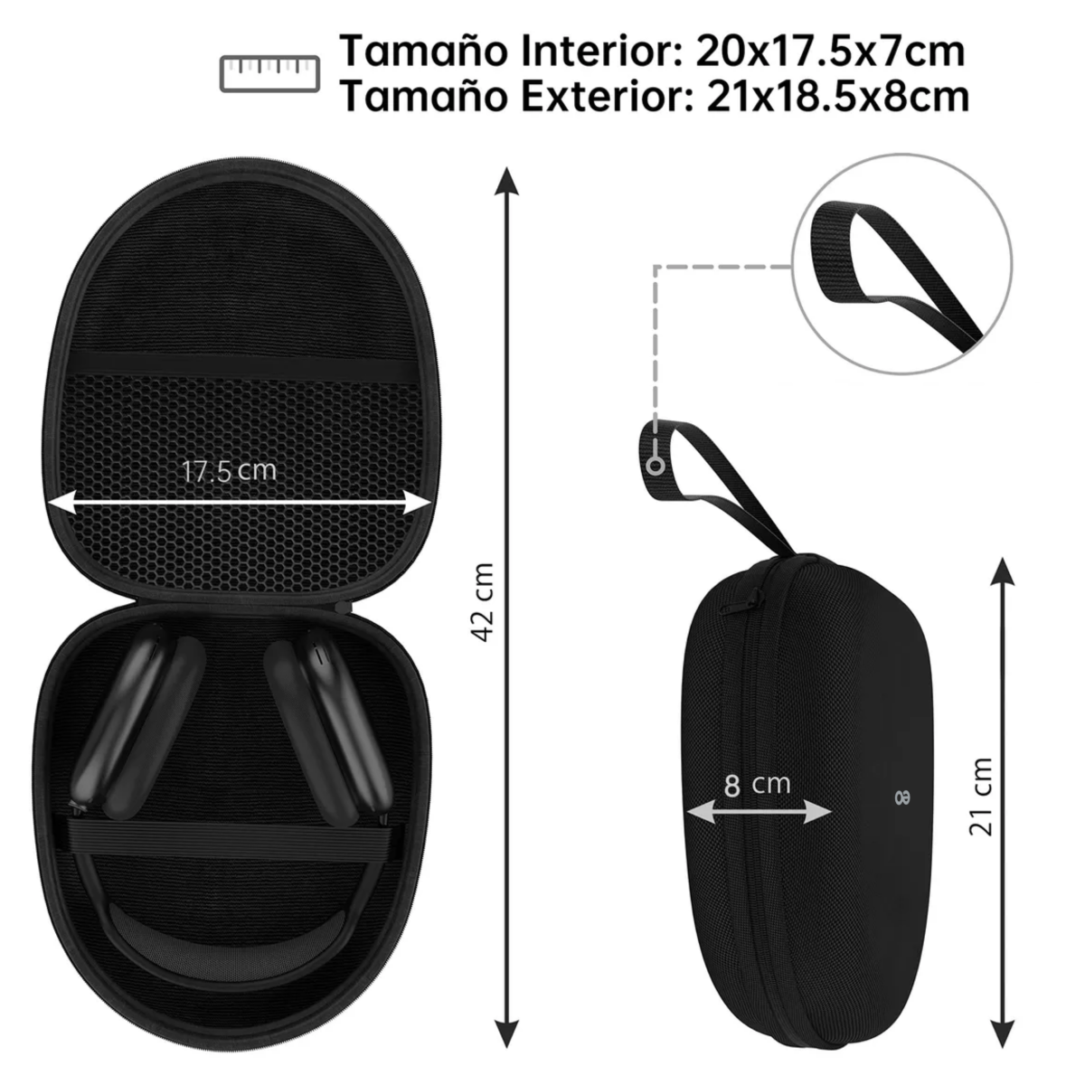 Foto 4 pulgar | Estuche Funda Para Audífonos De Diadema Eo Safe Imports Esi-16104-1 Negro