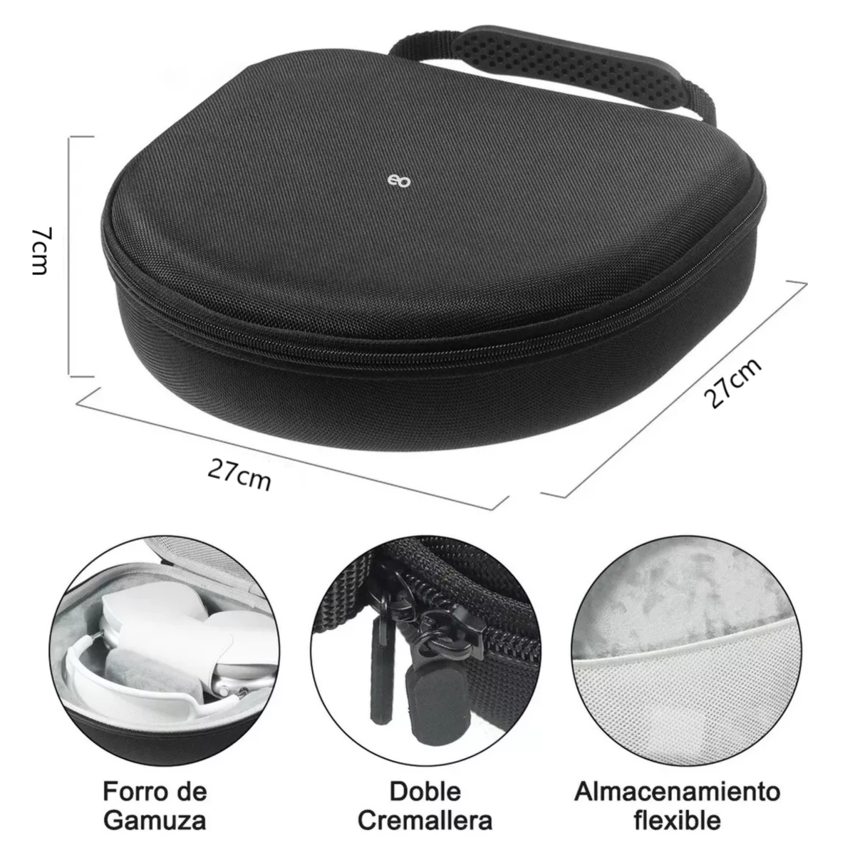 Foto 3 pulgar | Estuche Funda Case de Auriculares Grandes Eo Safe Imports ESI-16105-1 Negro