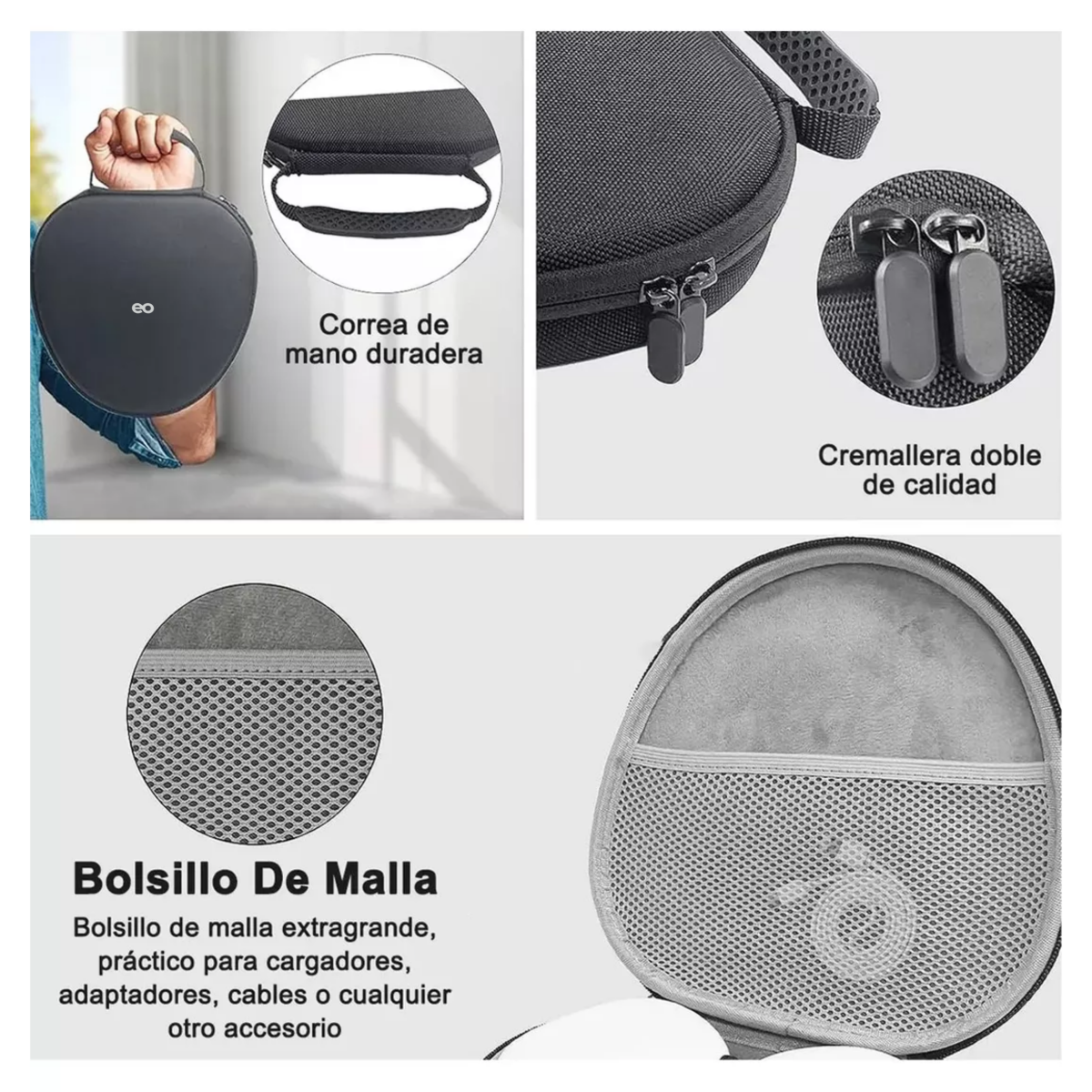 Foto 5 pulgar | Estuche Funda Case de Auriculares Grandes Eo Safe Imports ESI-16105-1 Negro
