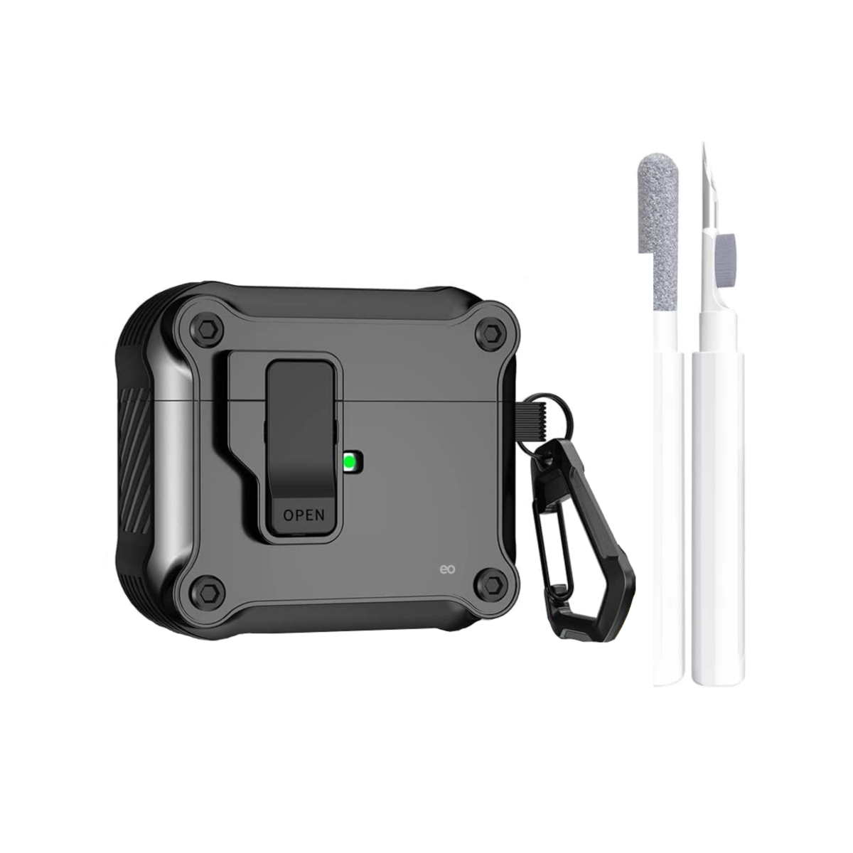 Foto 2 pulgar | Funda Cierre Seguridad para AirPods 4 + Bolígrafo Limpiador Eo Safe Imports ESI-16108-1 Negro
