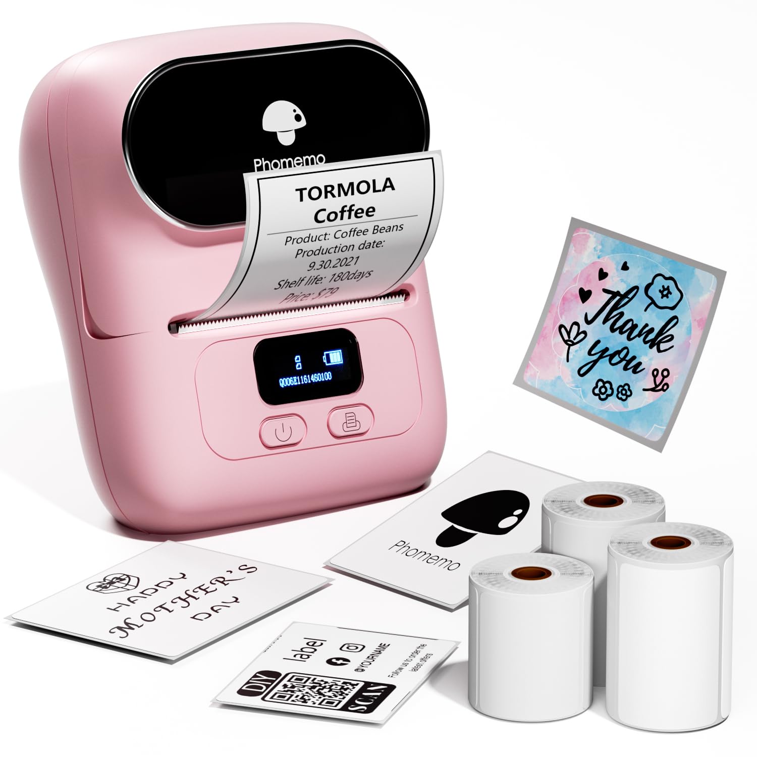 Foto 2 pulgar | Rotuladora Phomemo M110 Con 3 Rollos De Etiquetas Bluetooth, Color Rosa - Venta Internacional.