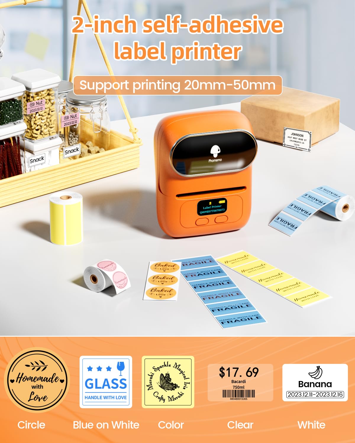 Foto 4 | Impresora De Códigos De Barras Phomemo M110 Label Maker Inalámbrica Naranja - Venta Internacional.