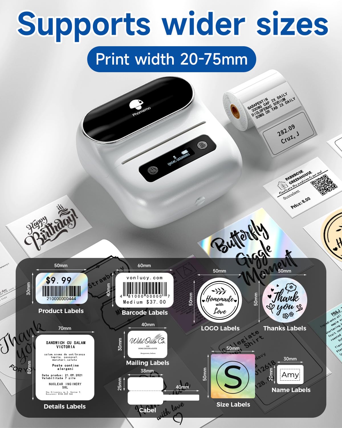 Foto 2 | Impresora Térmica De Etiquetas Phomemo M220 Bluetooth 3.14'' - Venta Internacional.