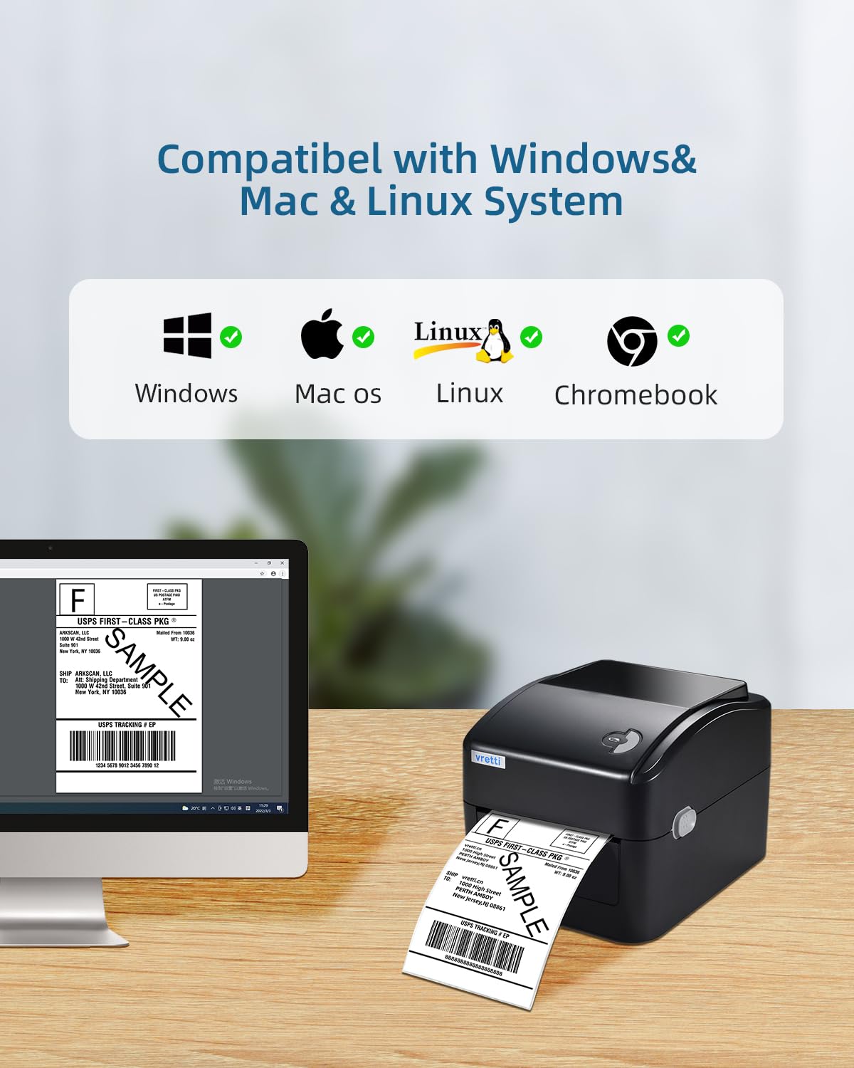 Foto 6 pulgar | Impresora Térmica De Etiquetas Vretti Para Envíos 4x6 Con Usb - Venta Internacional.