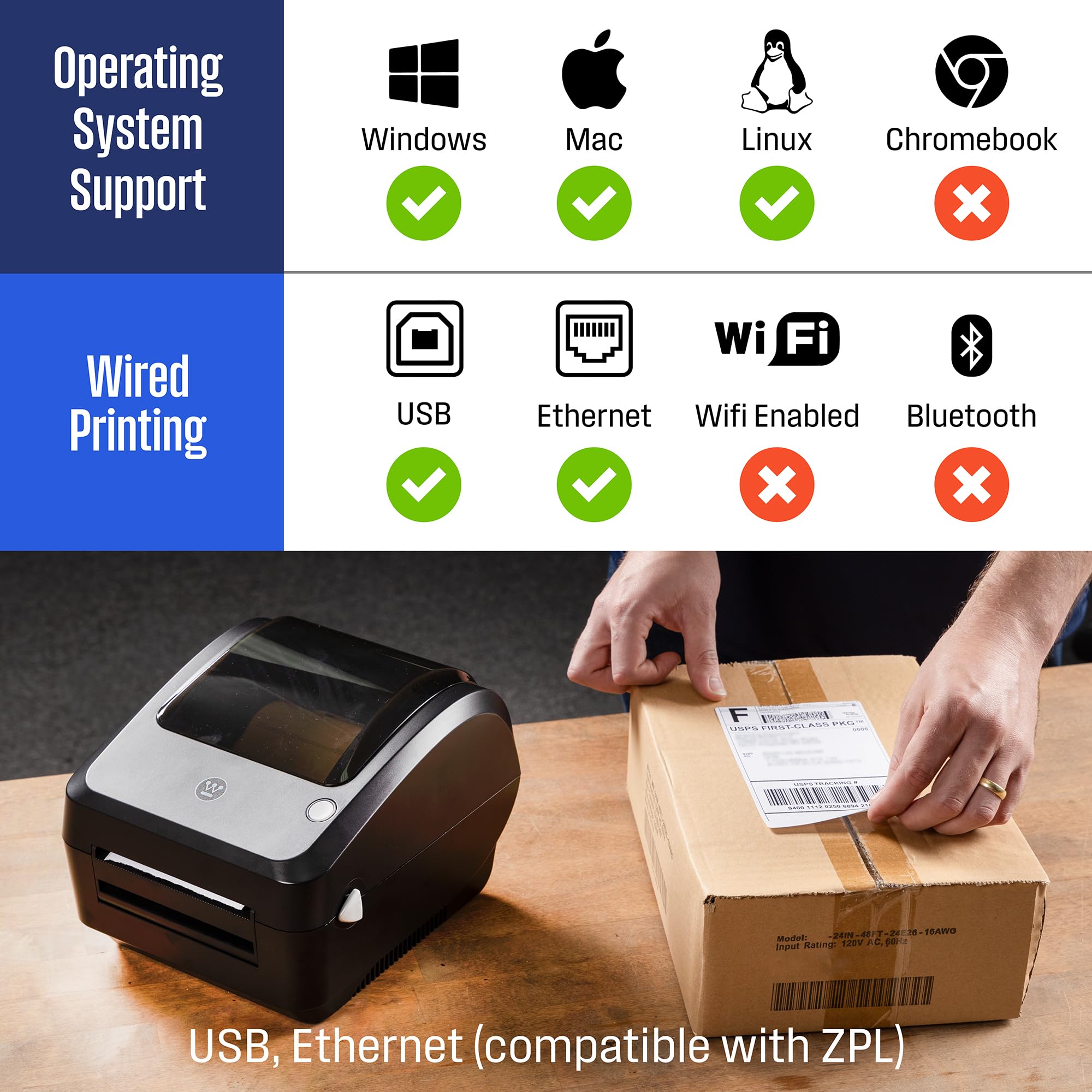 Foto 3 | Impresora De Etiquetas Westinghouse Direct Thermal Usb 203 Dpi - Venta Internacional.