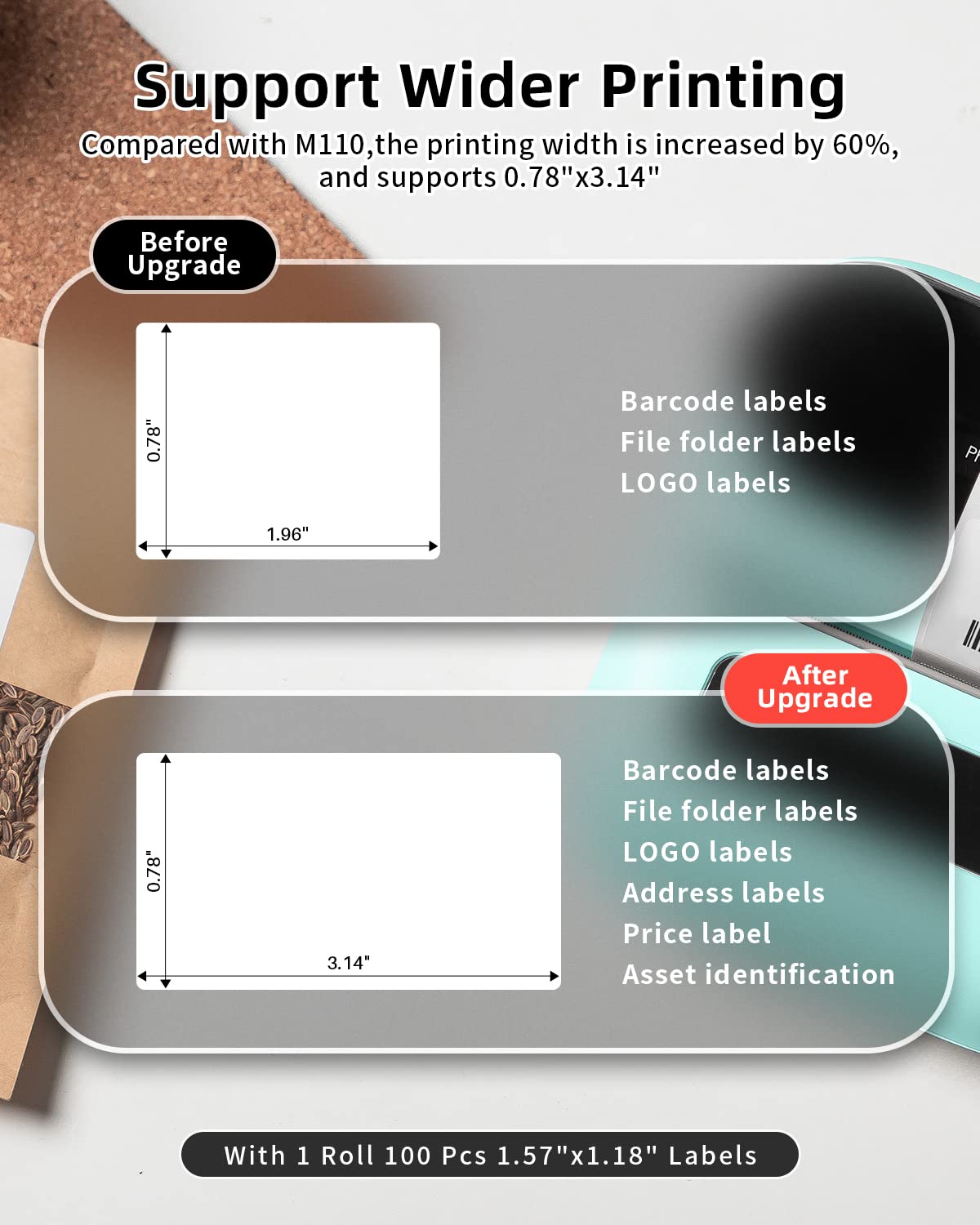 Foto 2 | Impresora Térmica Label Maker Phomemo M220 Bluetooth 3.14 Pulgadas - Venta Internacional.