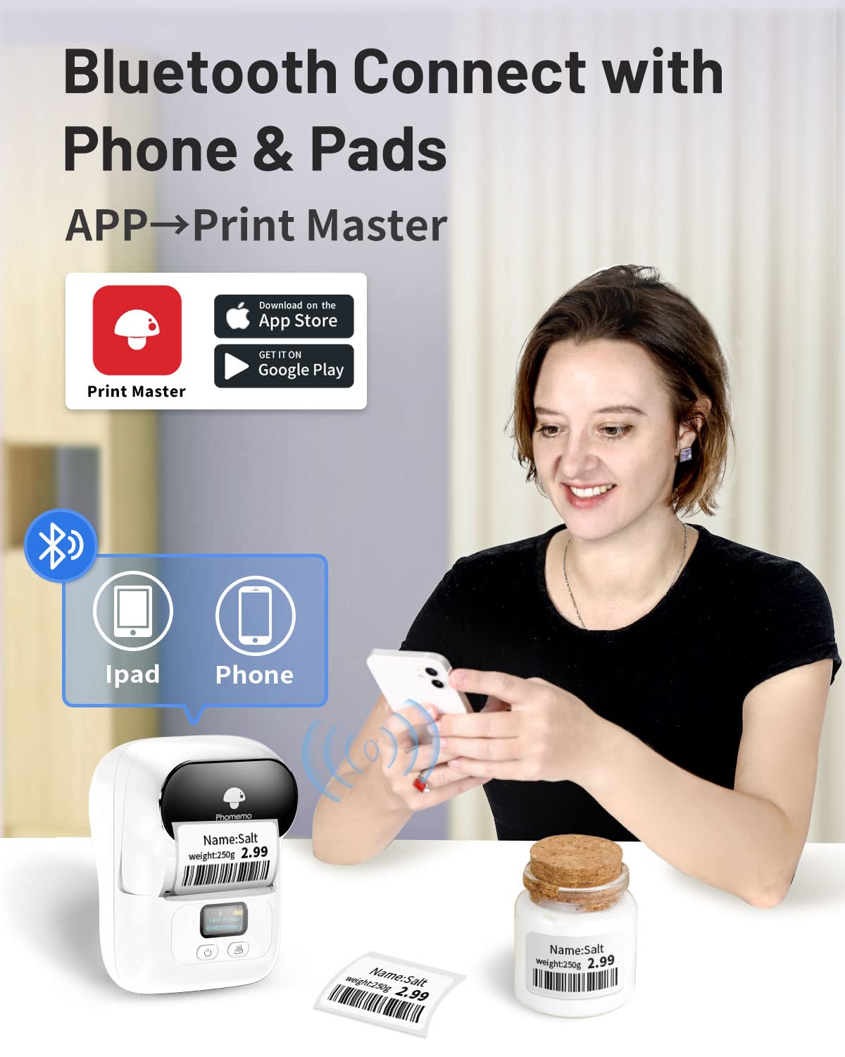 Foto 4 pulgar | Impresora De Etiquetas Phomemo M110 Bluetooth Thermal White - Venta Internacional.