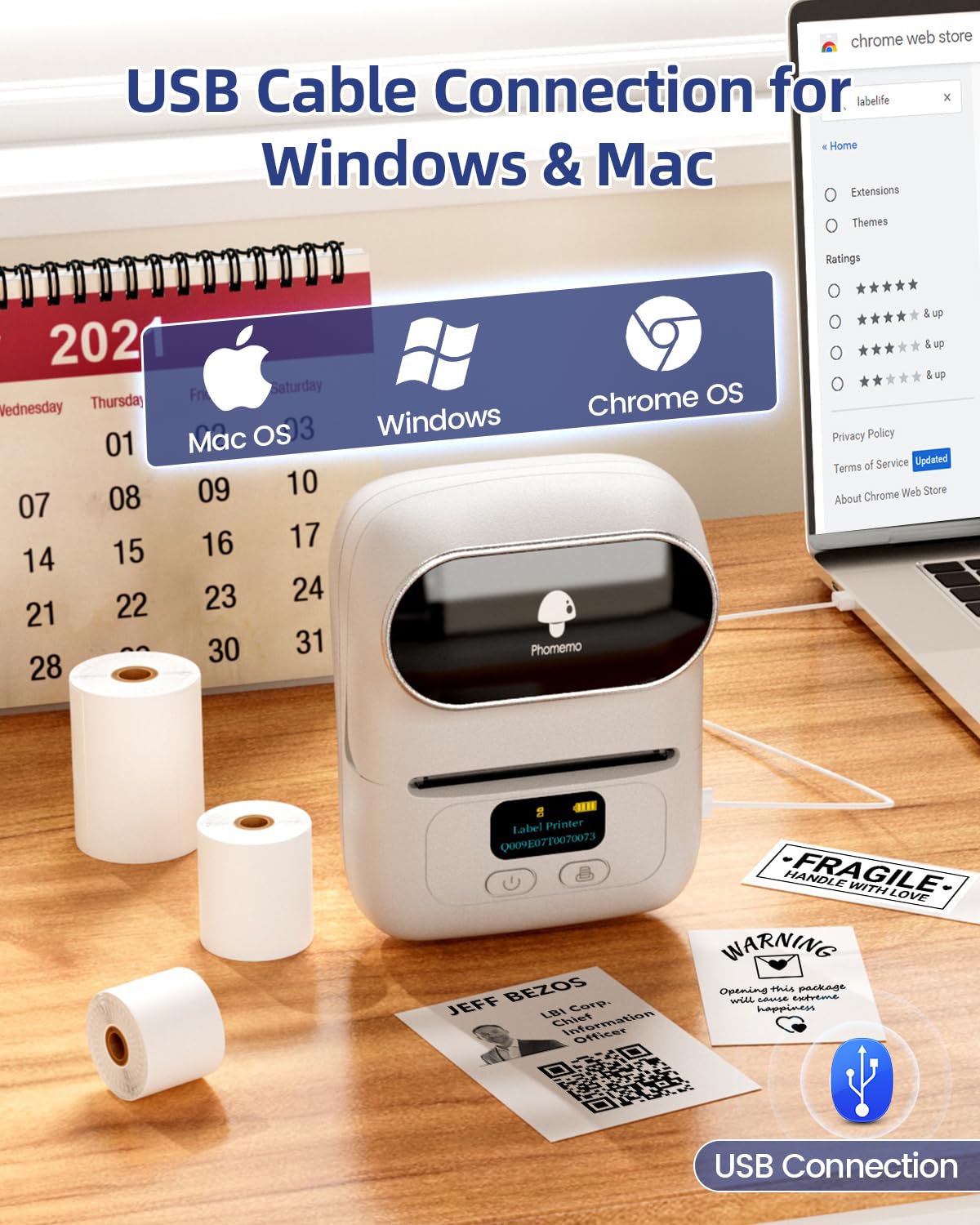 Foto 5 | Impresora De Etiquetas Phomemo M110 Bluetooth Thermal White - Venta Internacional.