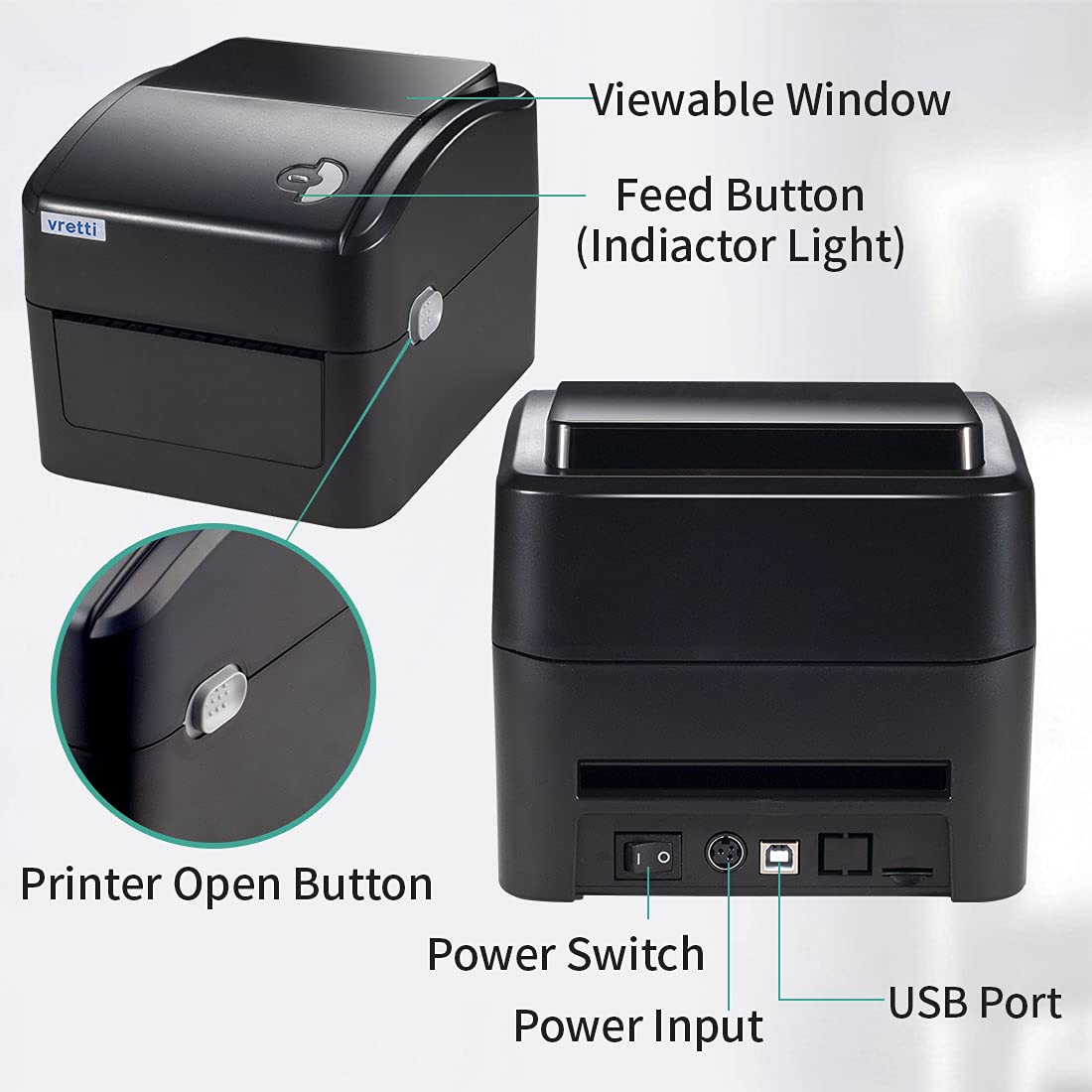Foto 7 | Impresora De Etiquetas De Envío Vretti Vretti 4x6 Thermal Windows Mac - Venta Internacional.