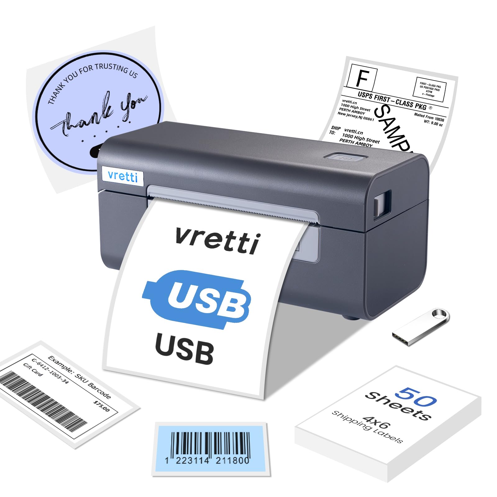 Impresora Térmica De Etiquetas De Envío Vretti Usb 4x6 Para Empresas - Venta Internacional.