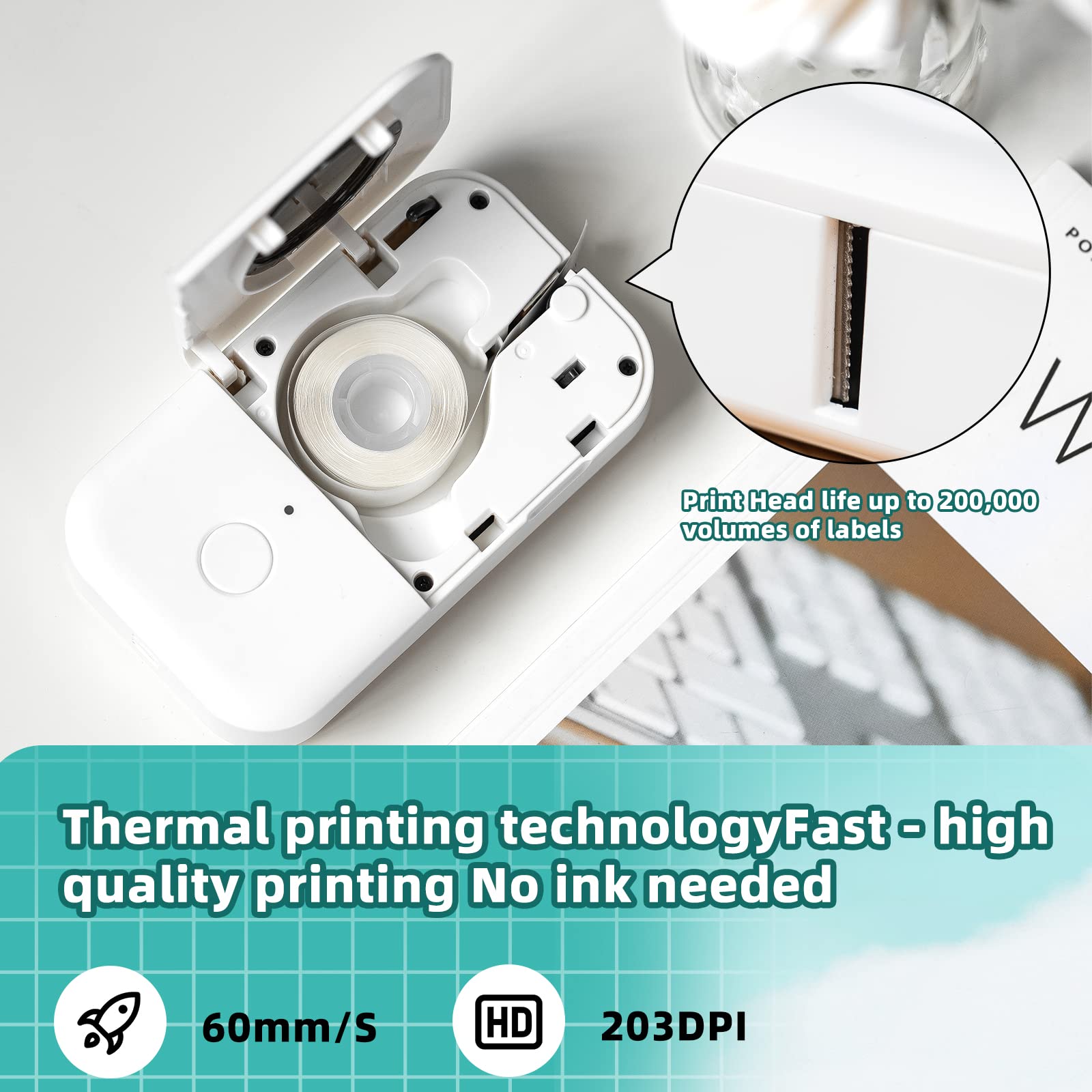Foto 6 | Rotuladora Phomemo D30 Bluetooth Térmica Verde con Cinta Adhesiva - Venta Internacional