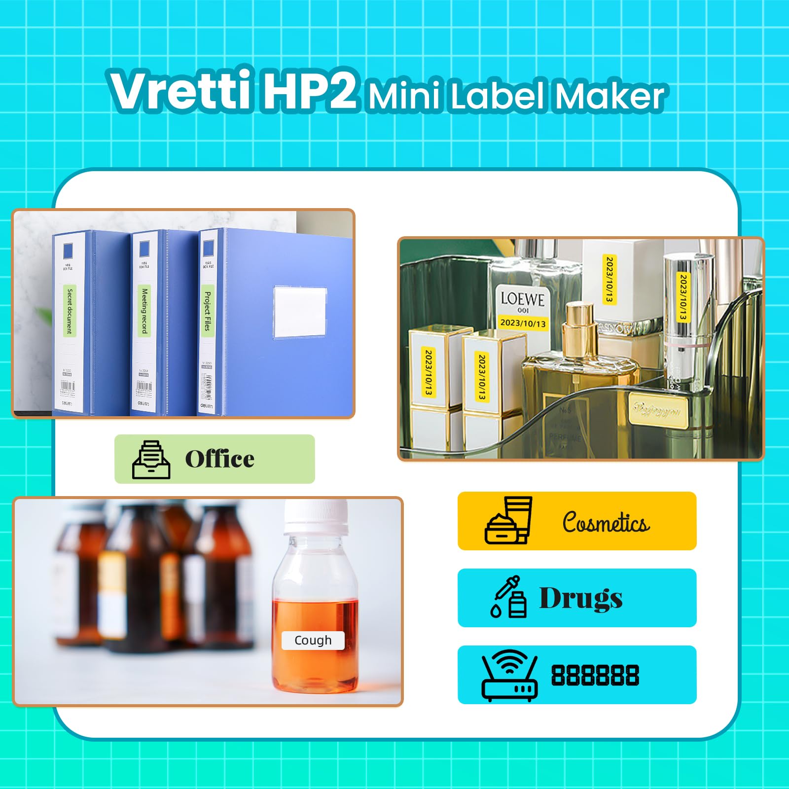 Foto 6 | Label Maker Vretti Hp2 Portátil Bluetooth Con Múltiples Plantillas - Venta Internacional.
