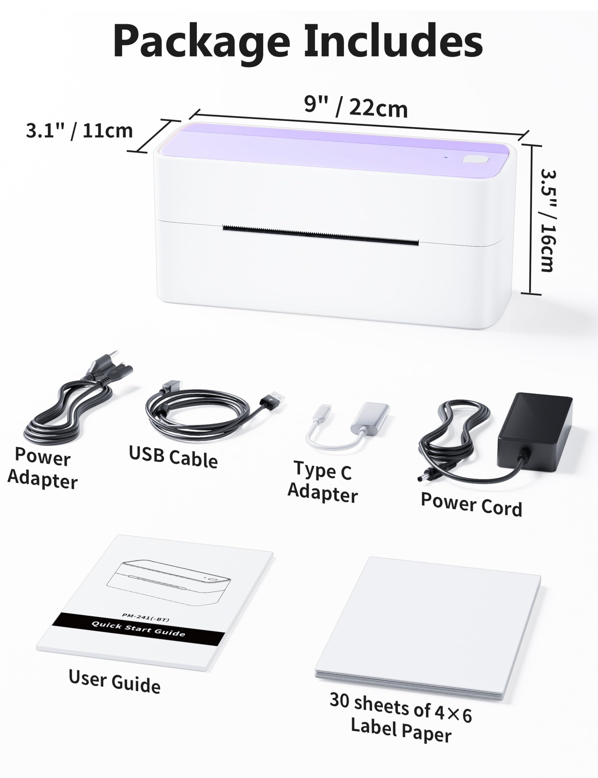 Foto 7 | Impresora Térmica De Etiquetas Bluetooth Phomemo 241bt 4x6 Púrpura - Venta Internacional.