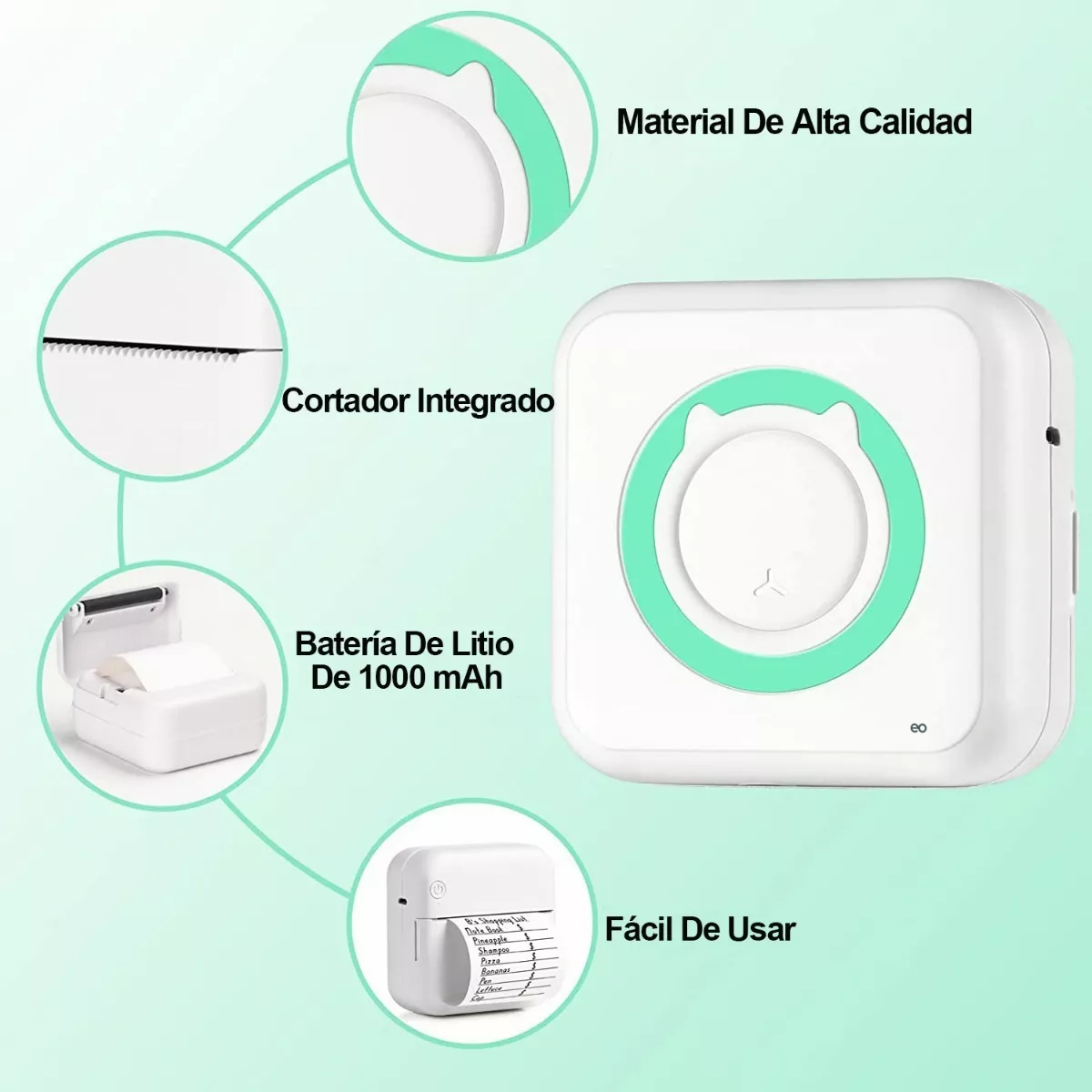 Foto 4 pulgar | Mini Impresora Térmica Bluetooth Portátil Inalámbrica Eo Safe Imports Esi-9644-1 Azul