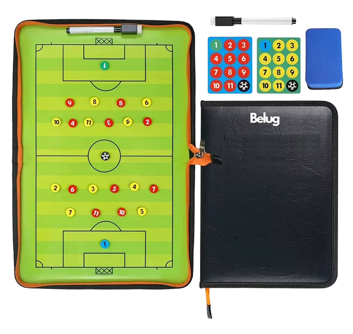 Tablas Tácticas De Soccer Imantada Con Marcador Y Fichas, Belug Verde/negro