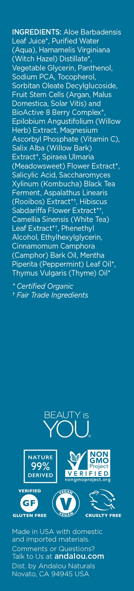 Foto 3 | Tónico Andalou Naturals Willow Bark Pure Pore 180 Ml Para Piel Grasa - Venta Internacional.
