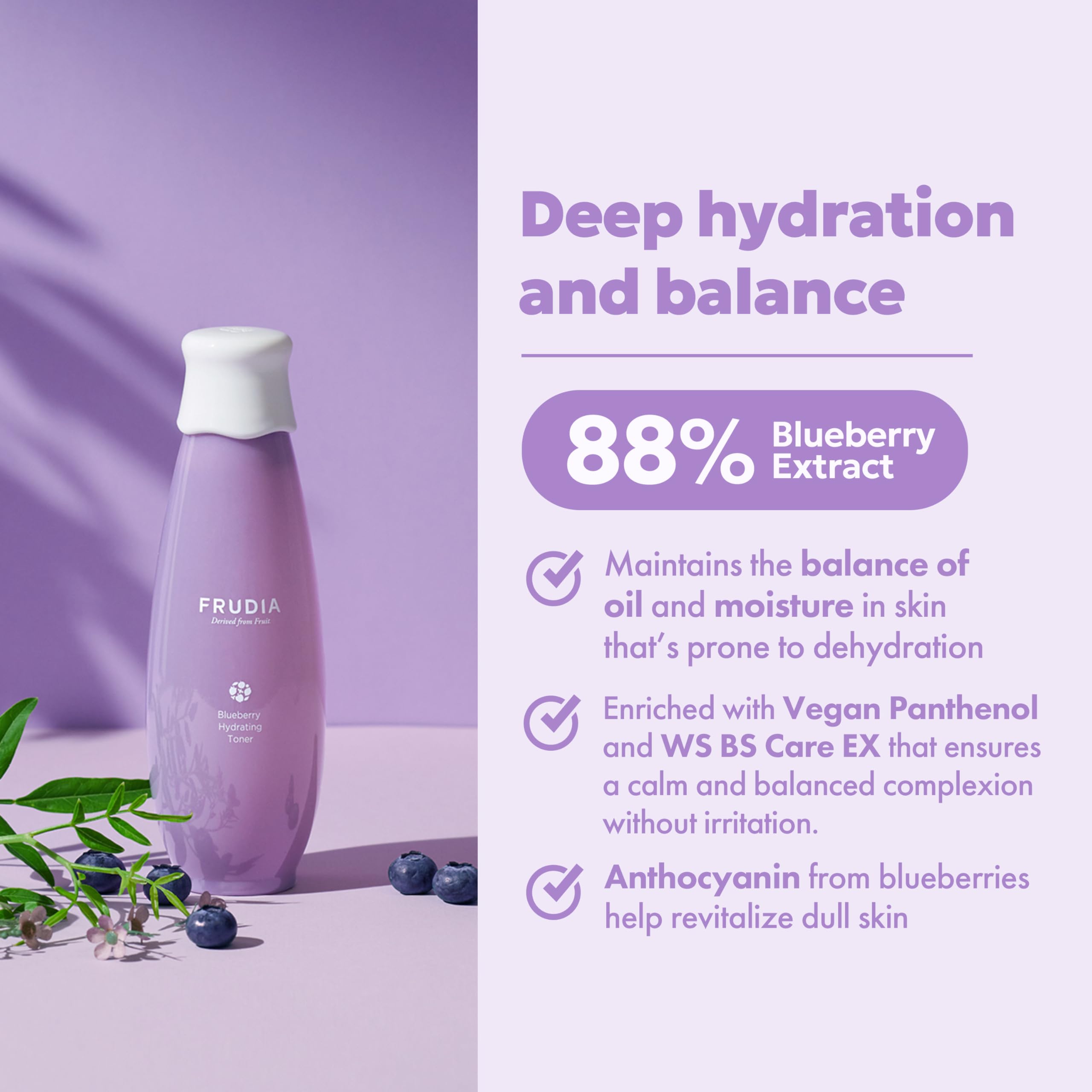 Foto 2 | Tónico Facial Frudia Blueberry Hydrating 195 Ml Con 88% De Extracto - Venta Internacional.