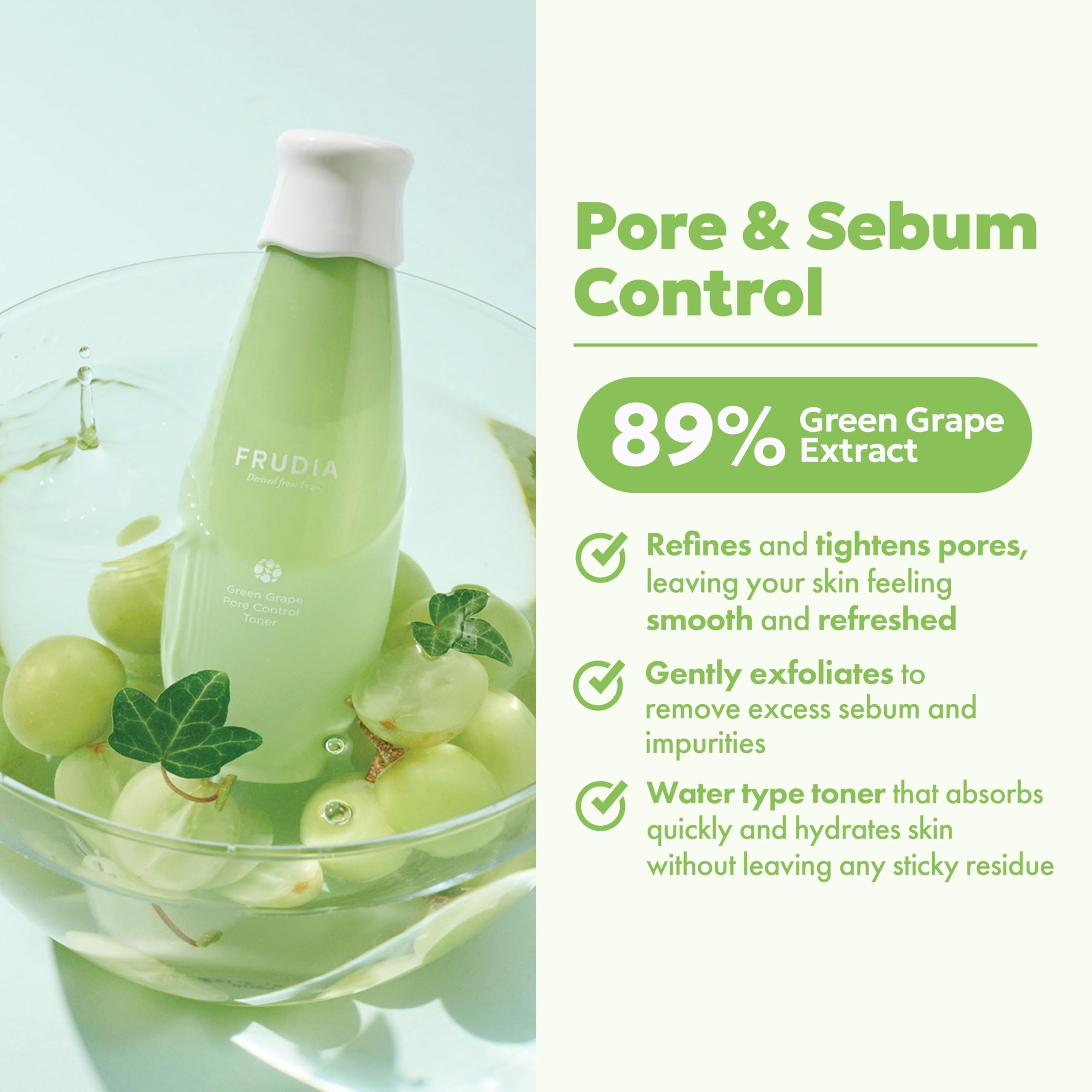 Foto 2 | Tónico Facial Frudia Green Grape Pore Control 195 Ml Sin Alcohol - Venta Internacional.