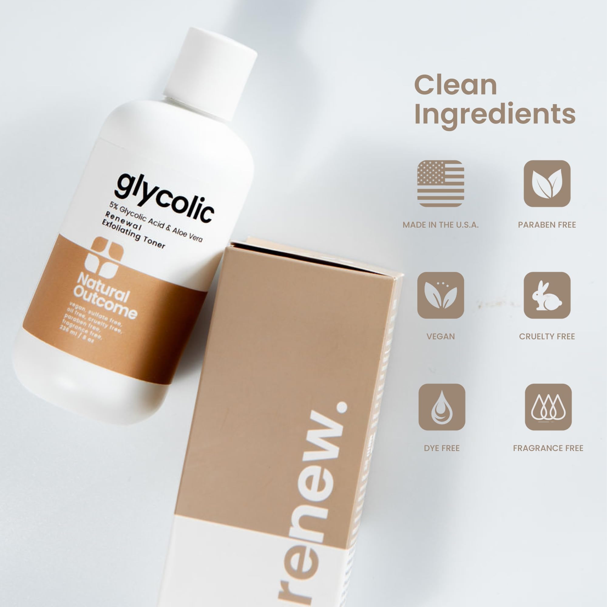 Foto 6 pulgar | Tonificador Natural Outcome Con Ácido Glicólico Al 5% Con Aloe Vera, 240 Ml - Venta Internacional.