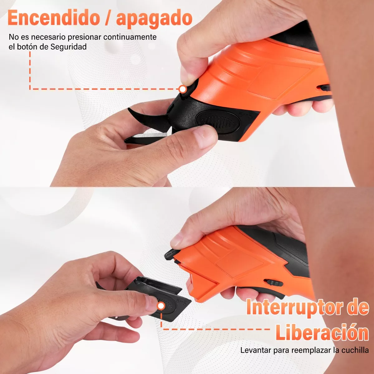 Foto 4 pulgar | Tijera Eléctrica Cortador de Tela Eo Safe Imports ESI-9694 Naranja Recargable