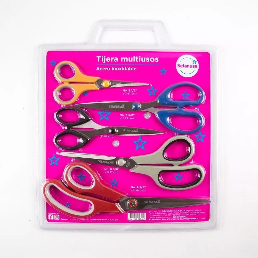 Juego 5 Tijeras Acero Inox Multiusos Selanusa