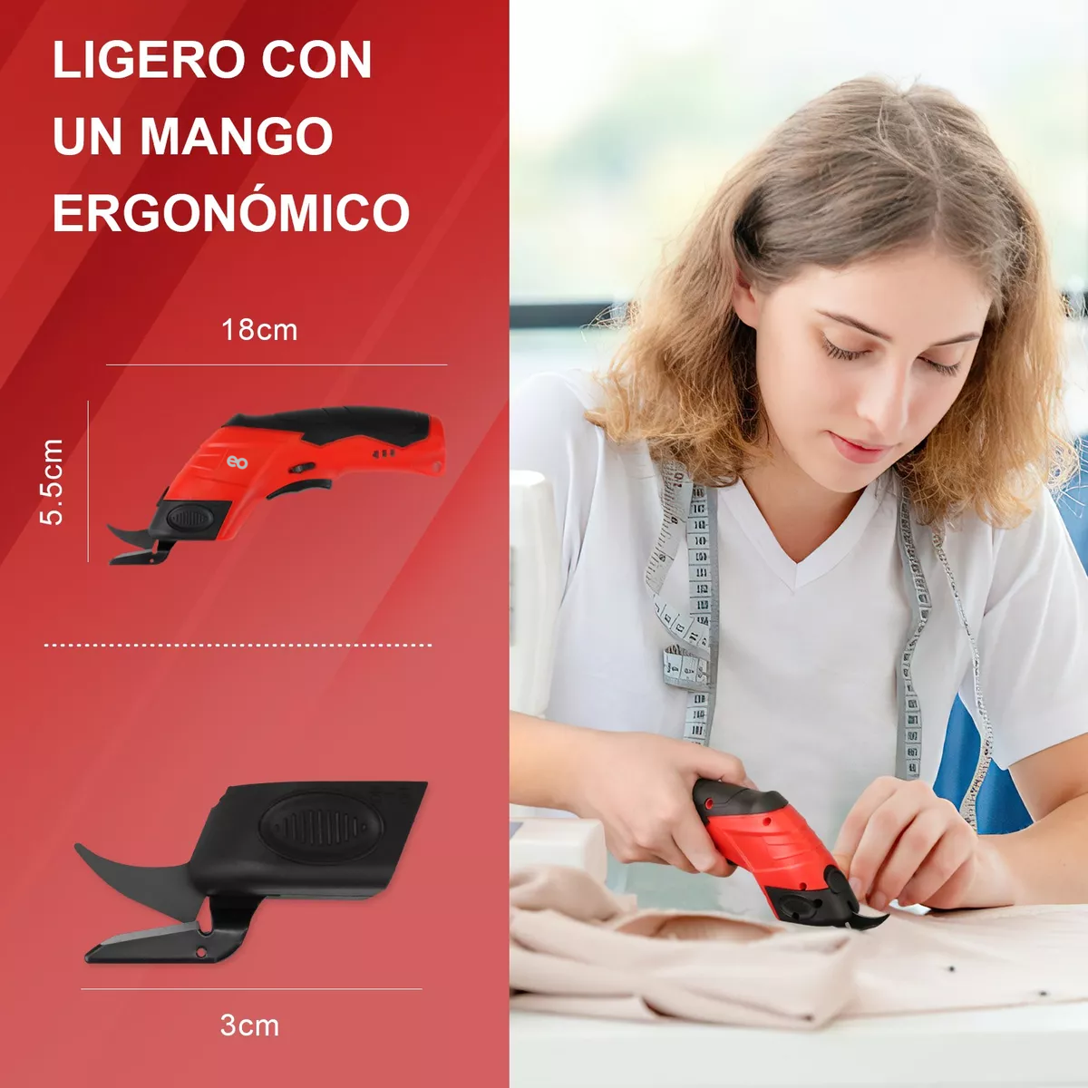 Foto 4 pulgar | Tijera Eléctrica Inalámbrica Recargable para Cortar Tela Eo Safe Imports ESI-13154-1 Multicolor