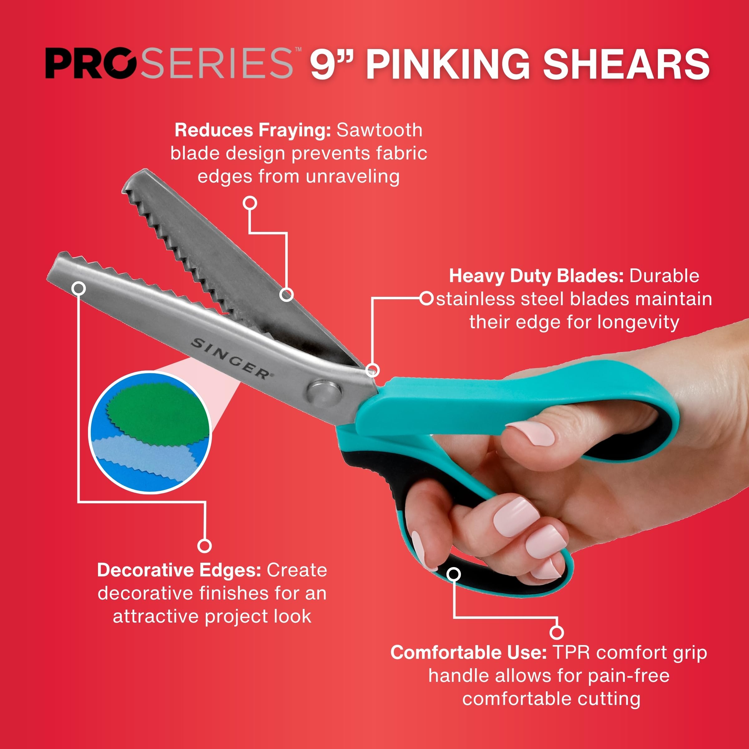 Foto 4 pulgar | Tijeras Pinking Singer Proseries 9 De Acero Inoxidable De Alta Resistencia - Venta Internacional.