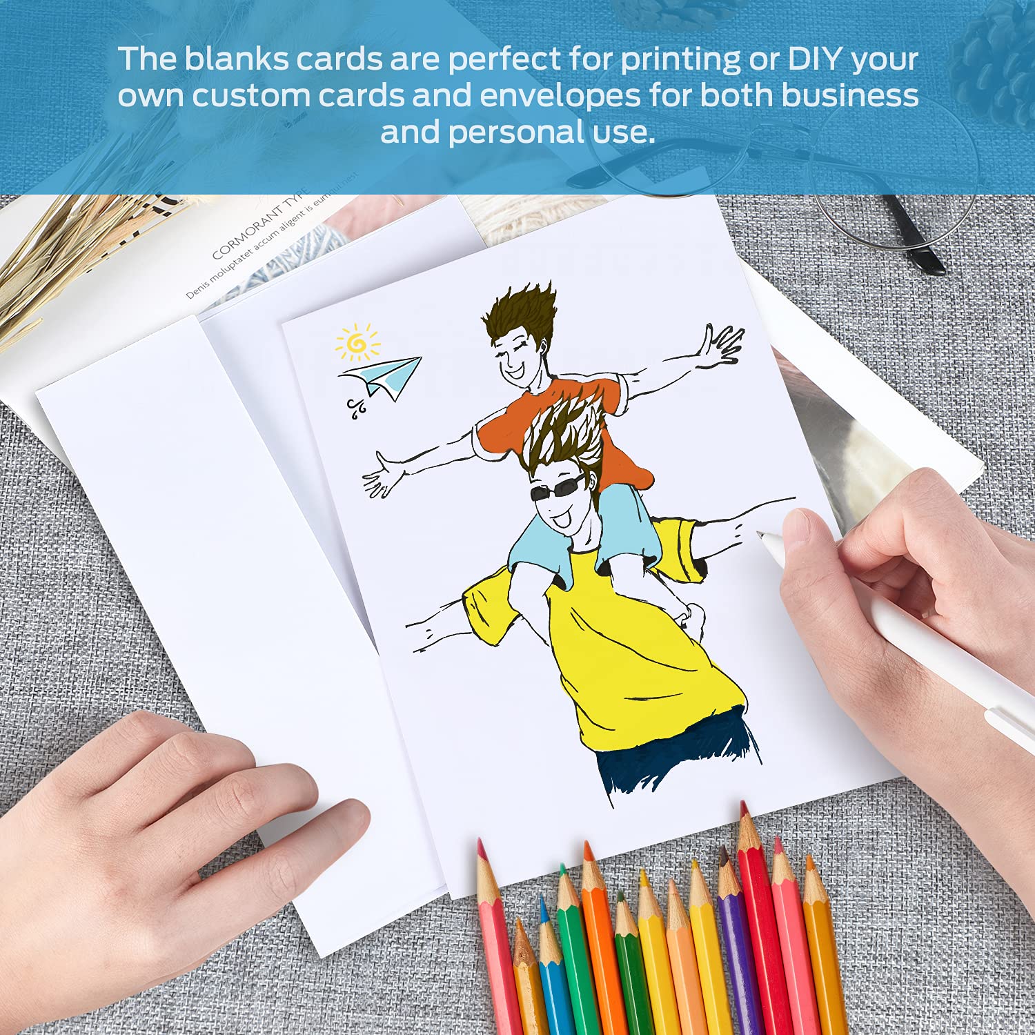 Foto 5 | Tarjetas Y Sobres En Blanco Ohuhu, Paquete De 50 Unidades, 15 X 15 Cm - Venta Internacional.