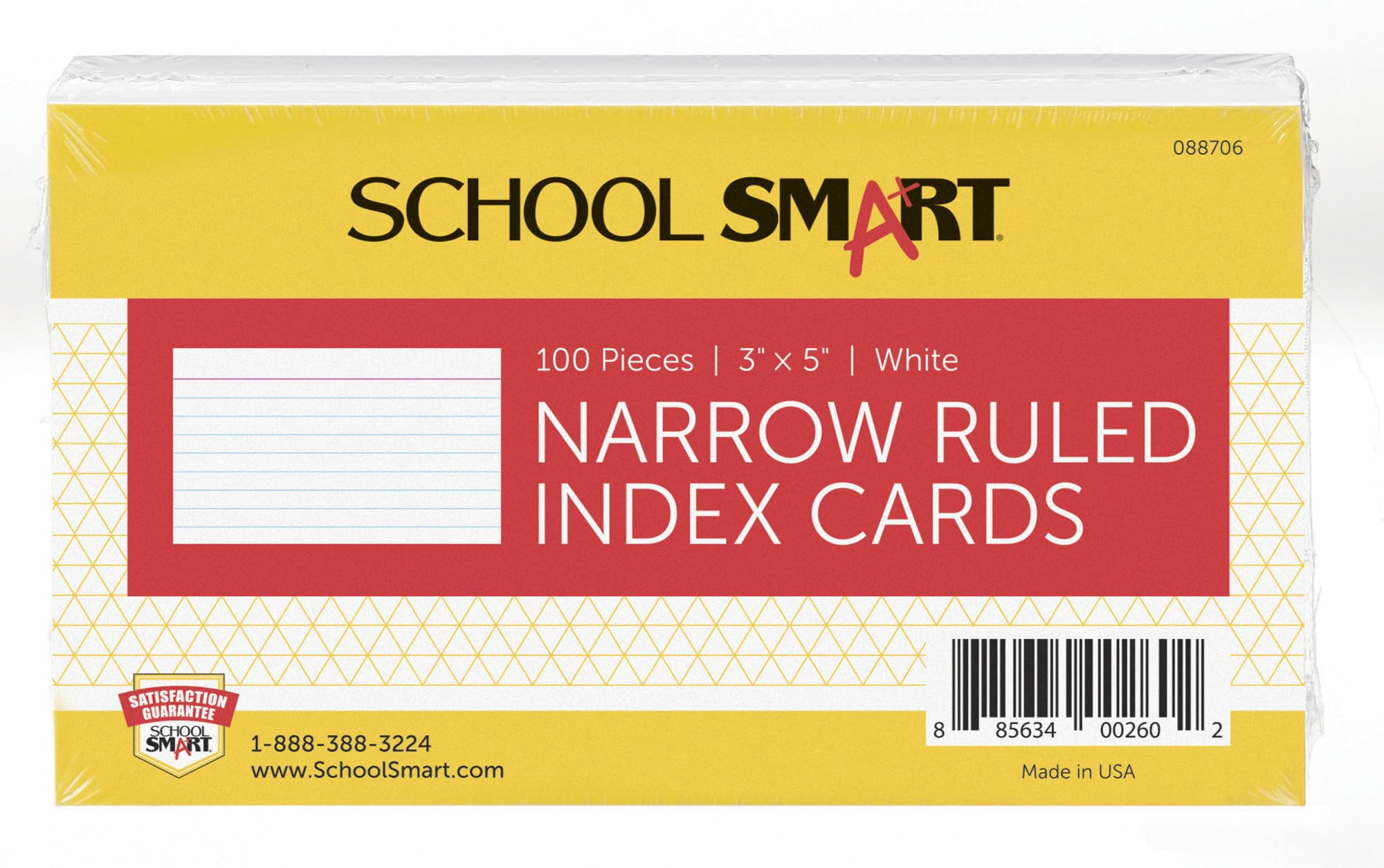 Index Cards School Smart Ruled, Blancas, 3 X 5 Pulgadas, Paquete De 100 - Venta Internacional.