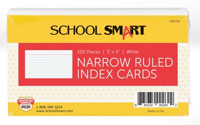 Foto 1 | Index Cards School Smart Ruled, Blancas, 3 X 5 Pulgadas, Paquete De 100 - Venta Internacional.