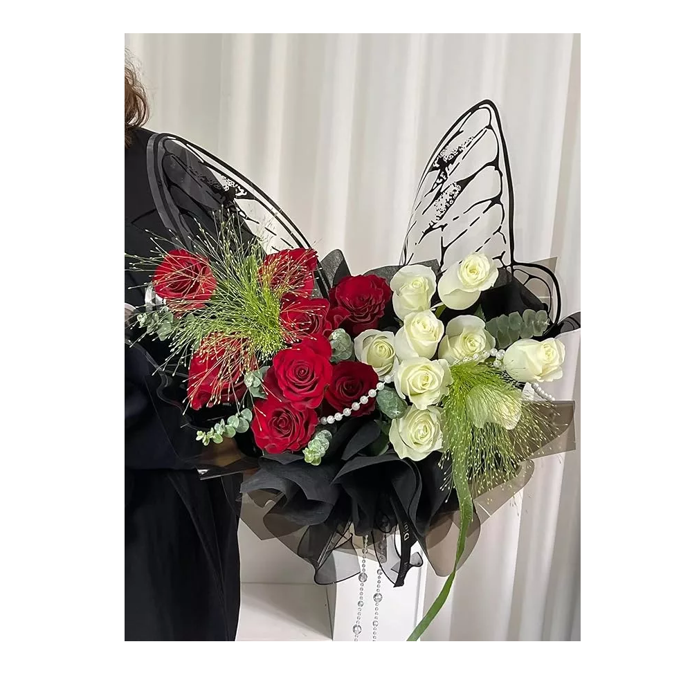 Foto 4 pulgar | Papel Mariposa Celofán Coreano Para Ramos De Flores 40 Pzs Negro