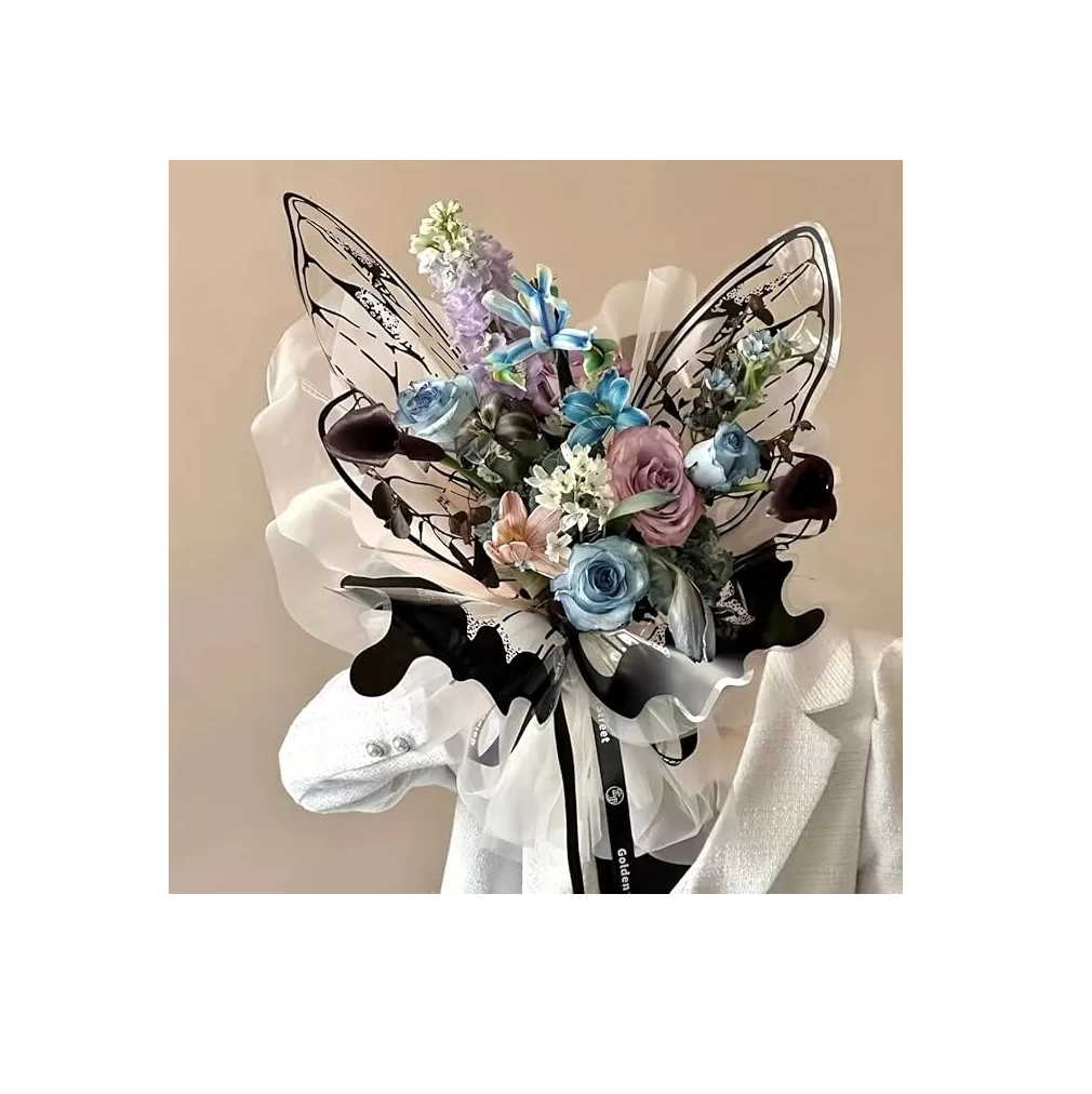 Foto 5 pulgar | Papel Mariposa Celofán Coreano Para Ramos De Flores 40 Pzs Negro