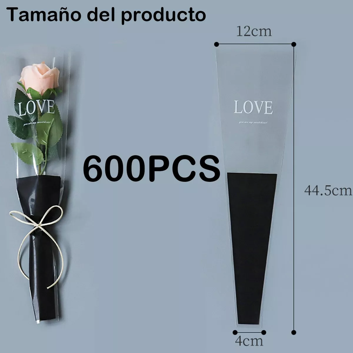 Foto 3 pulgar | 600 Pliegos Papel Celofán Decorativo, Ramos, Arreglos Flores Negro