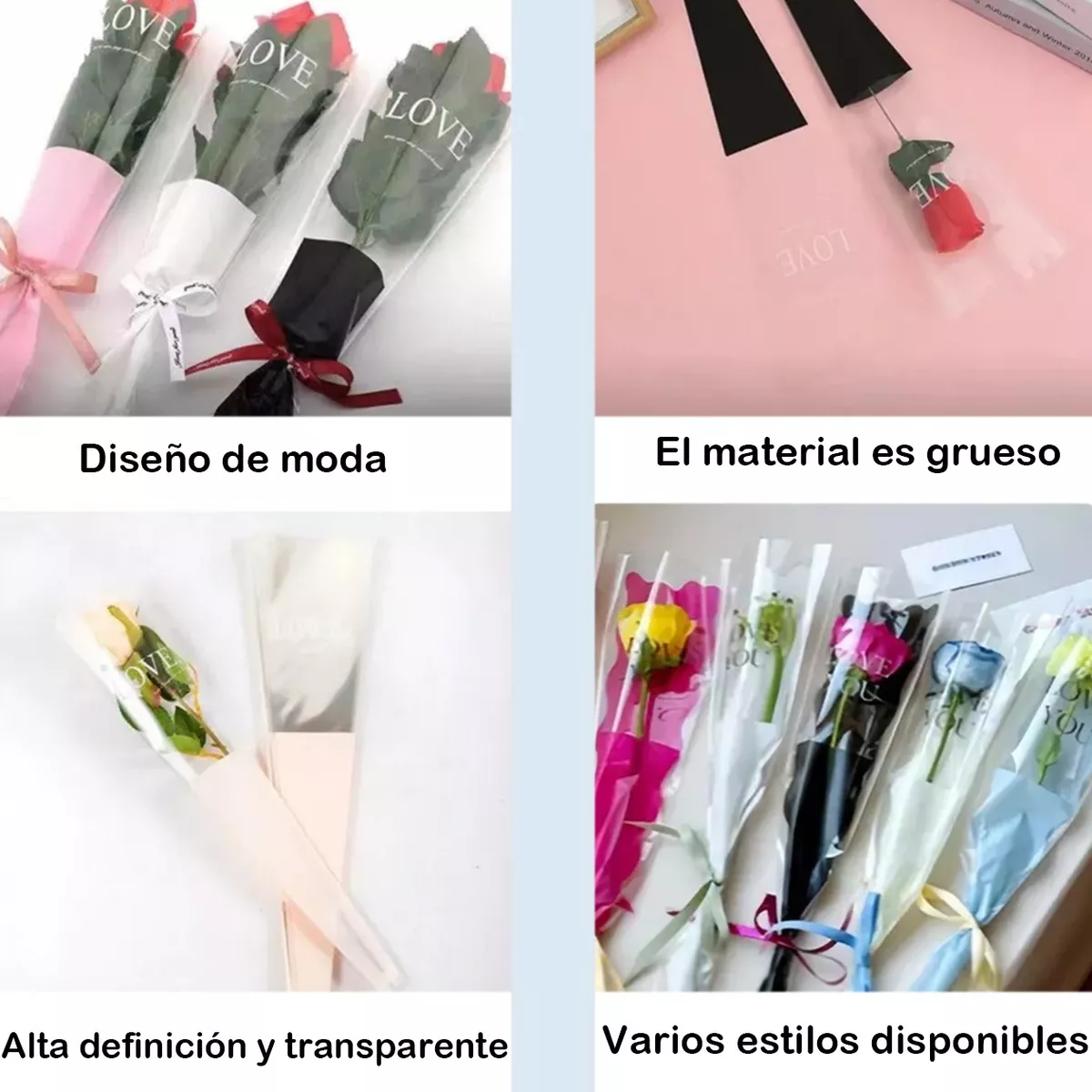 Foto 5 pulgar | 600 Pliegos Papel Celofán Decorativo, Ramos, Arreglos Flores Negro