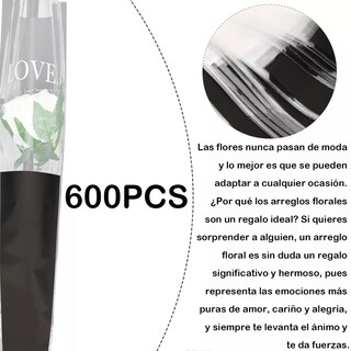 Foto 6 | 600 Pliegos Papel Celofán Decorativo, Ramos, Arreglos Flores Negro