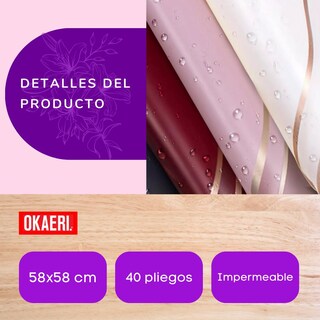 Foto 3 | Papel Coreano Okaeri 40u Impermeable Celofán Ramos Arreglos Flores