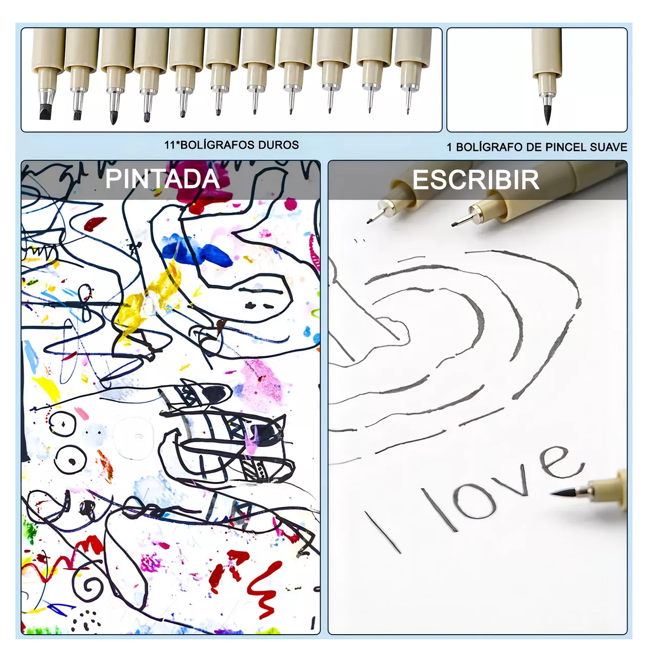 Foto 5 pulgar | Estilógrafos Para Bosquejos De Manga, 9 Piezas Color Beige
