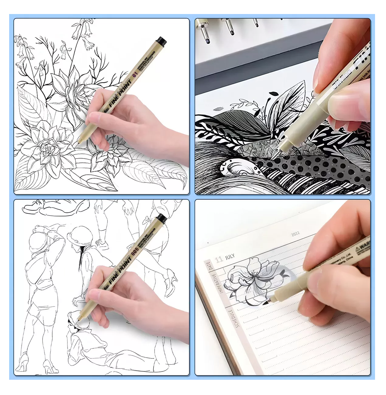 Foto 5 | Estilógrafos Para Bosquejos De Manga, 9 Piezas Color Beige