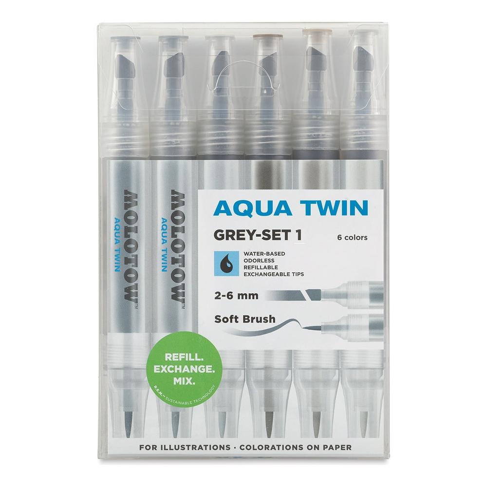 Foto 2 pulgar | 6 Marcadores Acuarelables Molotow Aqua Twin Kit Grises