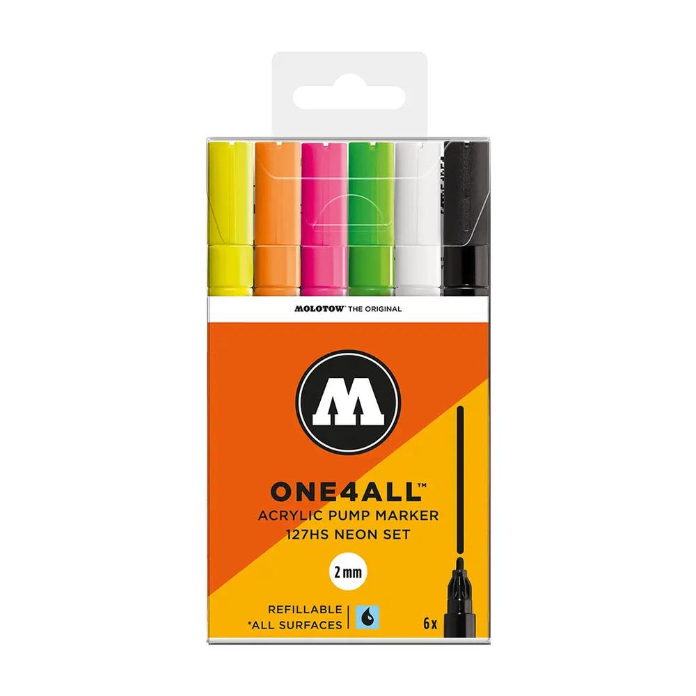 Foto 1 | Set Neón Con 6 Marcadores Acrílicos One4all Molotow
