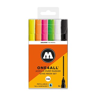 Foto 1 | Set Neón Con 6 Marcadores Acrílicos One4all Molotow