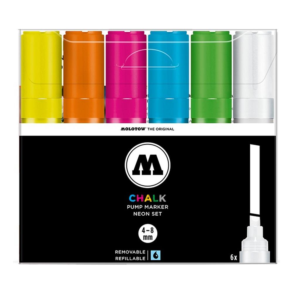 Foto 2 pulgar | Set Con 6 Marcadores Chalk 4-8 Mm Basic Neon Molotow