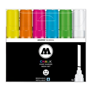 Foto 1 | Set Con 6 Marcadores Chalk 4-8 Mm Basic Neon Molotow